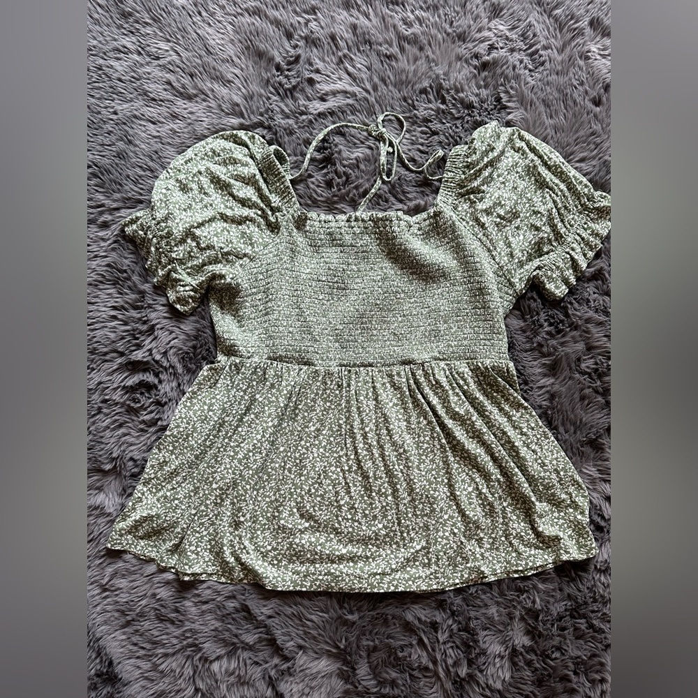 Green Floral Top